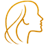 Imagen ilustrativa transparente de cabeza de mujer con bordes dorados